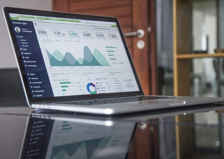 Laptop displaying search traffic analytics